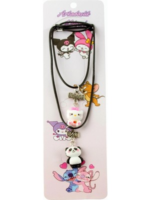 Aesco Panda Kedi Arkadaşlık Kolyeleri (Çift Kolye)