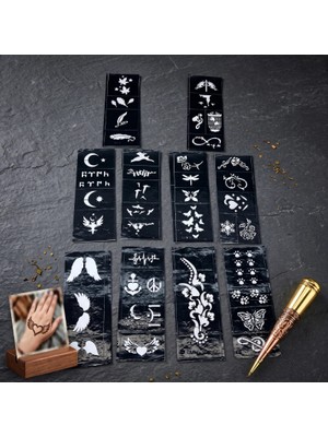 Aesco Karışık Desenli Tüp Kına Şablonu - 10'lu Paket - 8X20 cm