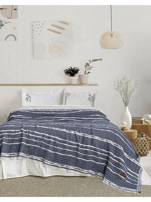 Melonika Şaheser Home Collection Yatak Örtüsü Seti Sera Lacivert