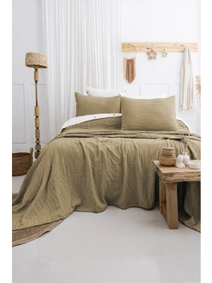 Melonika Şaheser Home Collection Yatak Örtüsü Çift Kişilik Janna Haki