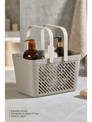 Aesco 12'li Gri Çok Amaçlı Kulplu Sepet Mutfak Banyo Organizer Ekonomik Set