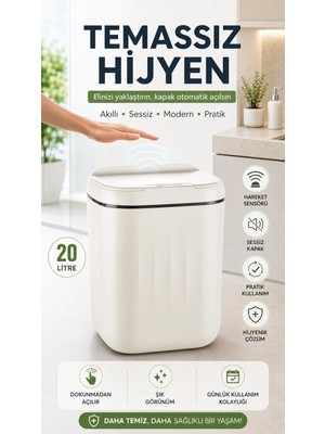 Aesco 20 Litre Büyük Çöp Kovası Sensörlü Hareket Algılayan