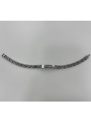 Trend Kapında Rodyum Çelik  Erkek Çelik Bileklik Boy 21.5 cm / En 0.6 mm  - EBL0042