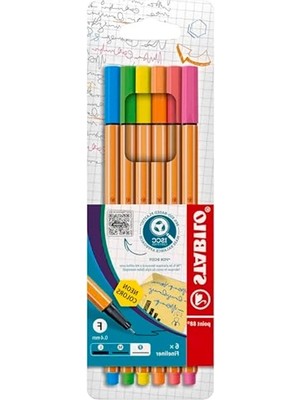 Aesco Ince Keçe Uçlu Kalem Seti, Neon Renkler ile 6'lı Paket