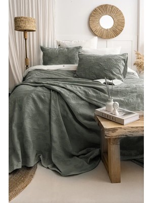 Melonika Şaheser Home Collection Yatak Örtüsü Çift Kişilik It Yeşil