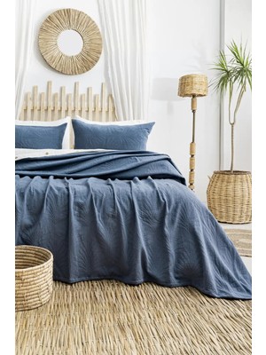 Melonika Şaheser Home Collection Yatak Örtüsü Çift Kişilik Silvia Indigo