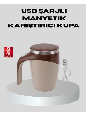 Aesco Manyetik Karıştırıcı Kupa USB Şarjlı Otomatik Karıştırma Çift Katmanlı
