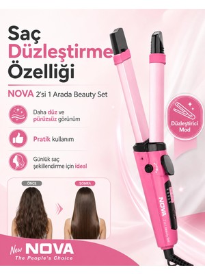 Aesco Kadınlar Için Saç Düzleştirme ve Dalga Yapma Özellikli 2 Fonksiyonlu Maşa