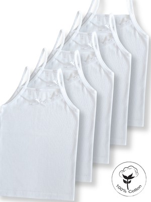 Panfilia %100 Pamuk Ince Askılı Kız Çocuk Atlet 5'li Set / Fanila / Iç Çamaşır