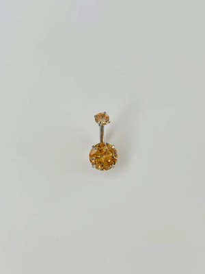 Trend Kapında Turuncu Taşlı Göbek Piercing