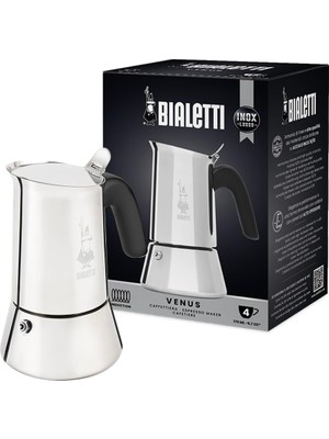 Bialetti - : 4 Cups Ocak Üstü Espresso Pişirici - 170ML - Gümüş Renk - Paslanmaz Çelik Gövde - Paten