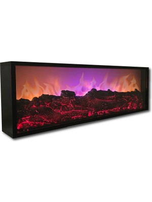 New Global Dekoratif Elektrikli Yapay Şömine - 100X31.5X16.5 cm - Farklı Renk Modları,kumandalı, Bluetooth Ses