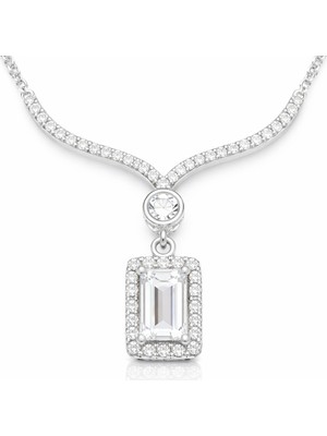 Tienda Elegante Gümüş Baget Taşlı Gerdanlık Model Kadın Kolye