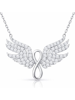 Tienda Elegante Gümüş Melek Kanadı Sonsuzluk Kadın Kolye