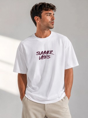 Me Selection Summer Vibes Tasarım %100 Pamuk Unisex Basic Tişört