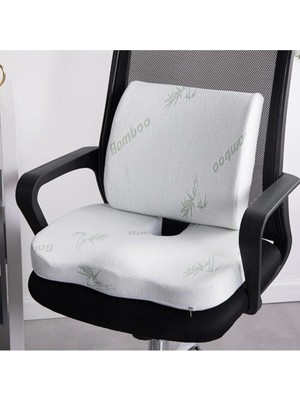 Whiteblanco Bambu Kılıflı Oturma Minderi ve Sırt Yastığı Seti