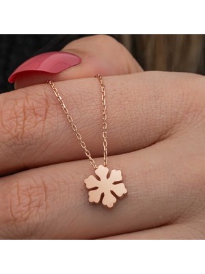 Tienda Elegante Gümüş Rose Minimal Kar Tanesi Kadın Kolye