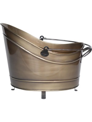 Somineco Metal Gold Gondol Tasarım Şömine-Soba Odun Depolama Saklama Kovası 45X36