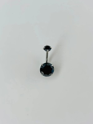Trend Kapında Siyah Taşlı Göbek Piercing