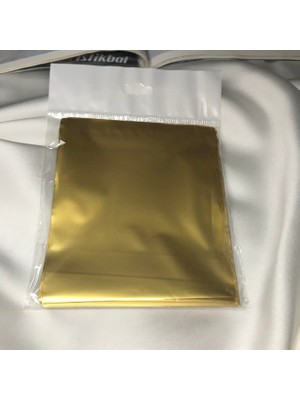 Bisaccia Lüx Tek Renk Gold Hediye Paketi Metalize Poşet Bantlı 11X12 cm (Altın) 50LI
