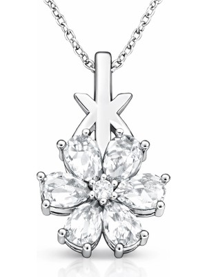 Tienda Elegante Gümüş Beyaz Sevgi Çiçeği Kadın Kolye