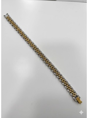 Trend Kapında Rodyum Çelik  Erkek Çelik Bileklik Boy 21.5 cm / En 1.0 mm  - EBL0051