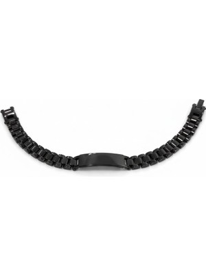 Trend Kapında Siyah Çelik  Erkek Çelik Bileklik Boy 21.5 cm / En 0.9 mm  - EBL0033