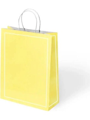 KİKA Kika 1000757 Büküm Saplı 25X12X31CM Hediyelik Kağıt Çanta Makaron Sarı  - Tekli
