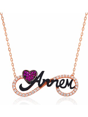 Tienda Elegante Gümüş Annem Yazılı Sonsuzluk Bayan Kolye