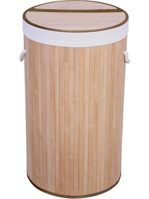 Deconox El Yapımı Hasır Katlanır Çamaşır Sepeti Yuvarlak 60 Litre (35CM*35CM*61CM), Doğal Malzemeden