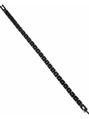 Trend Kapında Siyah Çelik  Erkek Çelik Bileklik Boy 21.5 cm / En 0.6 mm  - EBL0074