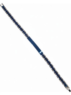 Trend Kapında Rodyum-Mavi Çelik  Erkek Çelik Bileklik Boy 21.5 cm / En 0.6 mm  - EBL0073