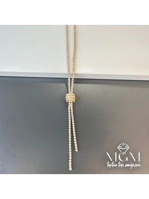 Trend Kapında 2 mm Zirkon Taşlı Pirinç Kolyeler 48+5 cm Uzatma Payı - KL0086