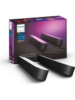 Philips Hue Play Pack Ambiance Beyaz ve Renkli, Siyah, 2.6.6W Paket Kiti, Alexa, Google Assistant ve