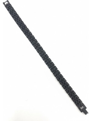 Trend Kapında Siyah Çelik  Erkek Çelik Bileklik Boy 21.5 cm / En 1.0 cm  - EBL0066