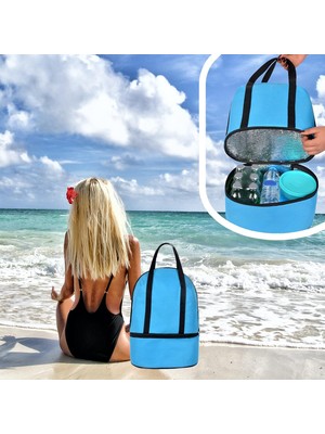 3 Termos Çanta Plaj Çanta Çanta Isı Yalıtımlı Sıcak Soğuk Tutucu Outdoor 2 Bölmeli 26 Litre