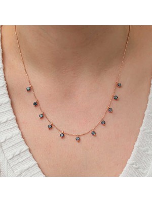 Tienda Elegante Gümüş Mistik Topaz Taşlı Rose Şans Kadın Kolye
