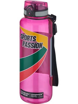 Uzspace Sports Passion Mega Büyük Boy 1500 ml Su Matarası Kaydırmaz Tutma Özelliği Pembe