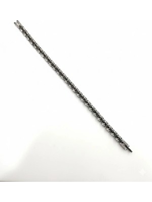 Trend Kapında Rodyum-Siyah Çelik  Erkek Çelik Bileklik Boy 21.5 cm / En 0.6 mm  - EBL0047