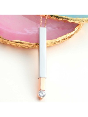Tienda Elegante Gümüş Rose İsim Yazılabilen Açılır Çubuk Kadın Kolye