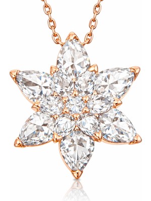 Tienda Elegante Gümüş Rose Beyaz Lotus Çiçeği Kolye
