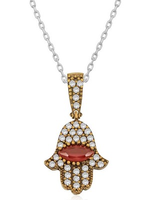 Tienda Elegante Gümüş Fatma Eli Otantik Bayan Kolye