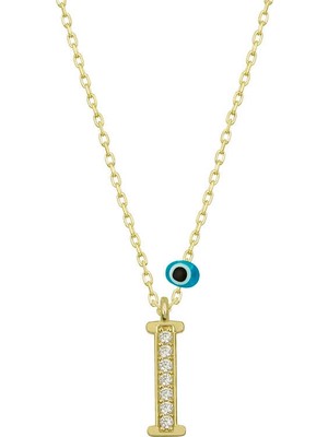 Tienda Elegante Gümüş Nazar Gold  I Harfi Kadın Kolye