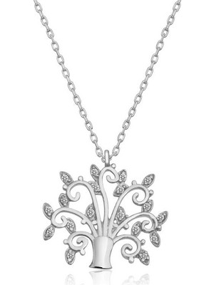 Tienda Elegante Gümüş Hayat Ağacı Bayan Kolye