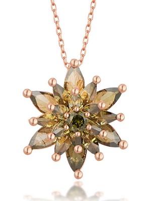 Tienda Elegante Gümüş Rose 4 Katman Lotus Çiçeği Kadın Kolye