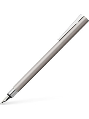 Faber-Castell 342100 - Dolma Kalem Neo Slim Paslanmaz Çelik, Uç Genişliği M, Gümüş Mat