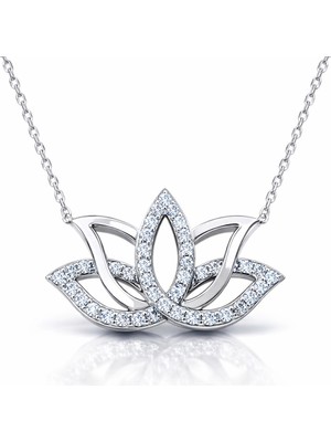 Tienda Elegante Gümüş Lotus Çiçeği Kolye