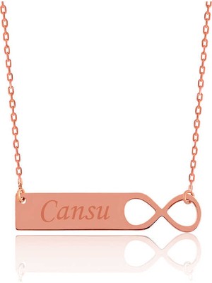 Tienda Elegante Gümüş Sonsuzluk Plaka İsimli Kolye