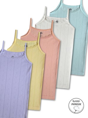 Panfilia %100 Pamuk Kız Çocuk Ince Askılı 5'li Atlet Set / Fanila/ Iç Giyim