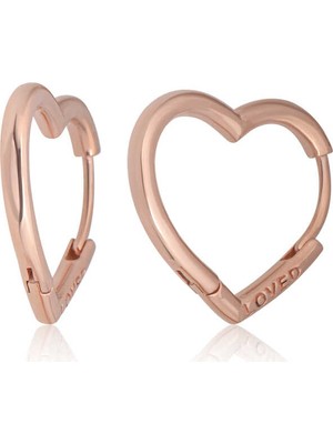 Tienda Elegante Gümüş Loved Yazılı Taşsız Kalp Kadın Küpe